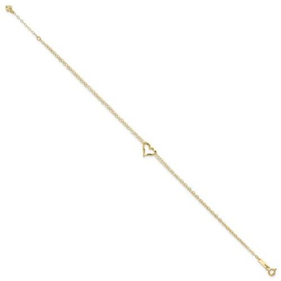 14k Double Strand Heart Anklet, Brand New - Picture 3 of 5